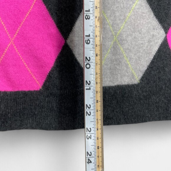 Apt.9 Women's XL Pink Gray Argyle Diamond Cashmere Long Sleeve X-Large - Picture 5 of 7